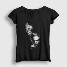 Presmono Kadın Siyah Skull Jason Statham T-Shirt