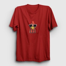 Presmono Unisex Kırmızı Sunglasses Chicken Tavuk T-Shirt