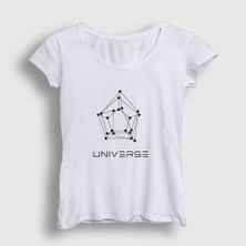 Presmono Kadın Beyaz Universe K-Pop Pentagon T-Shirt