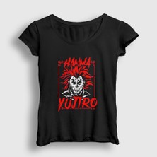 Presmono Kadın Siyah Yujiro Hanma Anime Baki T-Shirt