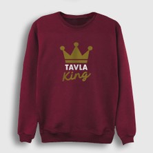 Presmono Unisex Bordo Backgammon King Tavla Kralı Oyun V2 Sweatshirt
