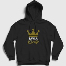 Presmono Unisex Siyah Backgammon King Tavla Kralı Oyun V2 Kapüşonlu Sweatshirt