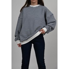 Lemajh Oversize Çizgili Sweatshirt