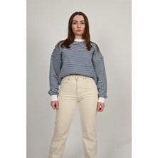 Lemajh Oversize Çizgili Sweatshirt