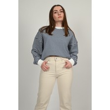 Lemajh Oversize Çizgili Sweatshirt