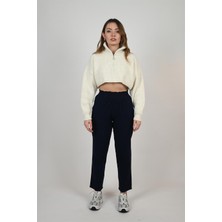 Lemajh Fermuarlı Crop Sweatshirt