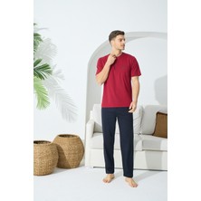 Kly Midi Yaka Battal Kısa Kol Büyük Beden Pijama Takim