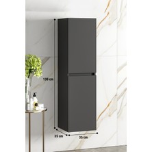 Özceden Banyo Boy Dolabı 130 cm 4 Bölmeli Çift Kapaklı Komple Renkli Mdf