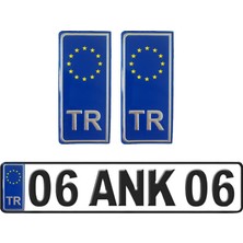Oto Aksesuarcım Tr Avrupa Birliği Plaka Arması Metal Etiket Sticker Mavi 2'li