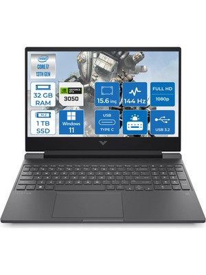 HP Victus 15-FA1028NT Intel Core i7 13700H 32GB 1TB SSD 6GB RTX3050 Windows 11 Pro 15.6" FHD 144Hz Taşınabilir Bilgisayar 7N9V0EA009