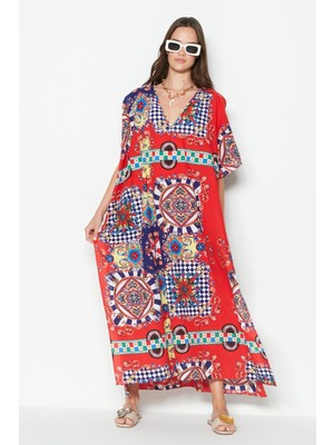 Büyük Beden Pareo Plaj Elbisesi 22330 Çok Renkli