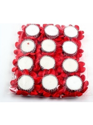 Tuğra Kına Gecesi Kırmızı Nedime Kına El Mumu Gülü 12 Adet