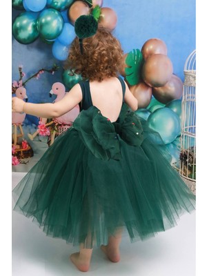 Shecco Babba Fiyonklu Tütü Kız Çocuk Doğum Günü Elbisesi, Bandana Takım, Çocuk Abiye Elbise