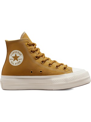 Converse Chuck Taylor All Star Lift Platform Workwear Textiles Kadın Platformlu Günlük Ayakkabı A04363C Sarı