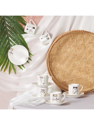 Karaca Kedili 6 Kişilik Kahve Fincanı Takımı 80 ml