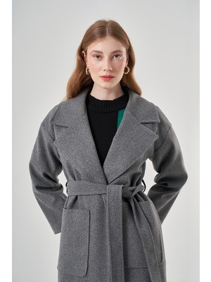 Mizalle Basıc Kaşe Dokulu Antrasit Kaban