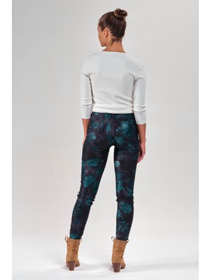 Vavien 1006-KADIN Desenli Skinny Fit Likralı Pantolon