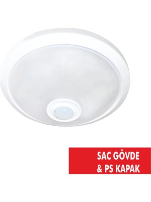 No-Vo 360° Hareket Sensörlü Tavan Armatür Sac Govde & Ps Kapak 2*9W NV001.01