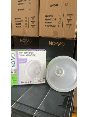 No-Vo 360° Hareket Sensörlü Tavan Armatür Sac Govde & Ps Kapak 2*9W NV001.01