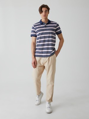 LTB Erkek Kontrast Çizgili Polo Yaka T-shırt