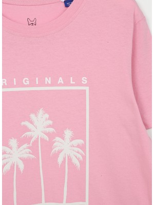 Jack & Jones Desenli Pembe Erkek Çocuk T-Shirt 12235543