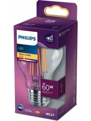 PHILIPS FILAMENT 60W AMPUL SARI IŞIK 2700K