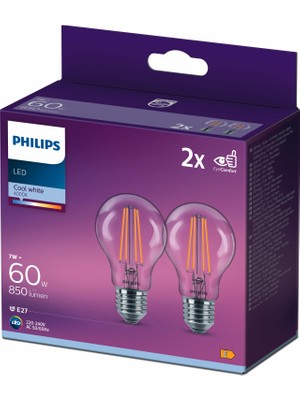 PHILIPS FILAMENT 60W 2Lİ AMPUL GÜN IŞIĞI