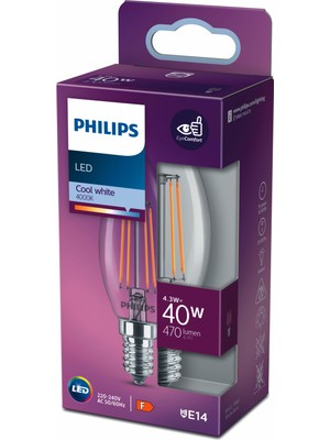 PHILIPS FILAMENT 40W E14 İNCE DUYLU MUM AMPUL GÜN IŞIĞI