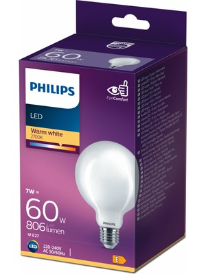 PHILIPS FILAMENT 60W GLOBE AMPUL G93 SARI IŞIK 2700K