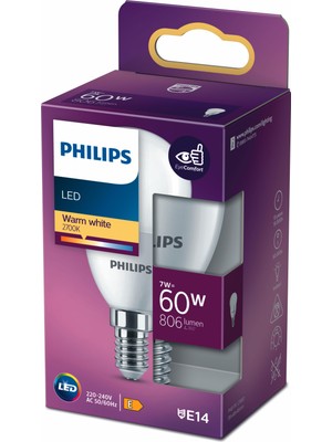 PHILIPS LED AMPUL 60W E14 İNCE DUYLU SARI IŞIK