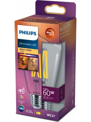 PHILIPS FILAMENT 60W DİMLENEBİLİR ST64 AMPUL SARI IŞIK 2700K