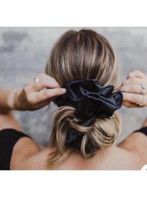 G.önal Kadın Büyük Boy Siyah Renk Saten Lastik Toka