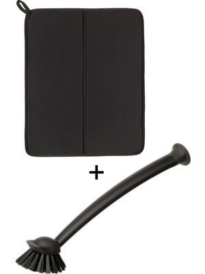 IKEA Bulaşık Kurutma Örtüsü Koyu Gri + Bulaşık Fırçası Siya