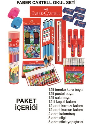 Faber-Castell Okul Paketi 12'li Keçeli Kalem 12 Adet Kırmızı Kalem 12 Adet Kurşun Kalem