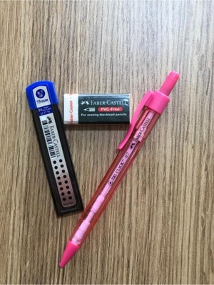 Faber Castell Faber Castel Tri Click 0.7mm Uçlu Kalem-Silgi-Uç Seti Pembe