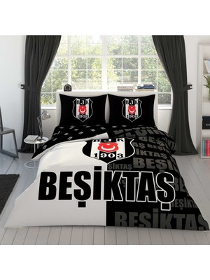 Taç Beşiktaş Parçalı Logo Pamuk Nevresim Takımı 769870205053