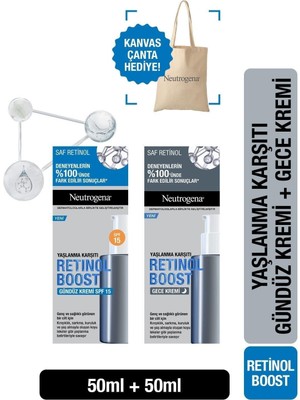 Neutrogena Retinol Boost   Karşıtı Gündüz Kremi Antiaging + Retinol Boost Gece Kremi Çanta Hediyeli