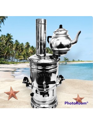 Style Sözenler Demlikli Krom Ayrılabilir Odun ve Mangal Kömürlü 4, 5 Lt Semaver YDKRLMB05005