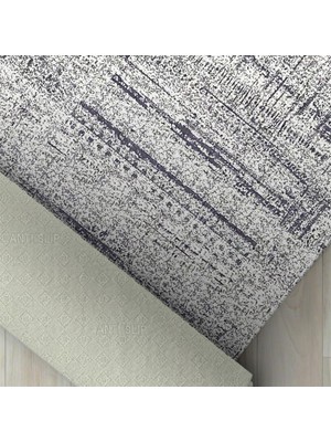 Carpettex Modern Abstrak Çizgi Taramalı Gri Halı Kaymaz Taban Makinada Yıkanabilir