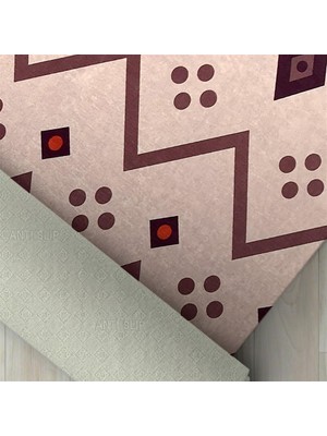 Carpettex Iskandinav Kilim Tarzı Bej Kırmızı Tonlarda Halı Kaymaz Taban Makinada Yıkanabilir