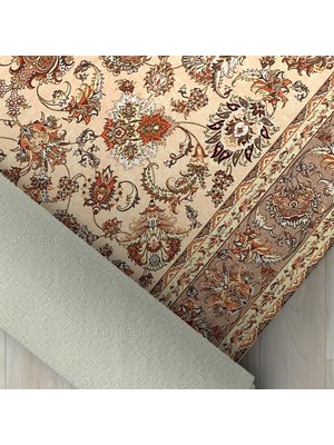 Carpettex Klasik Iran Tarzı Barok Desenli Bej Krem Halı Kaymaz Taban Makinada Yıkanabilir