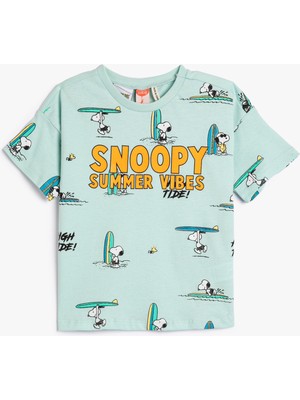 Koton Snoopy Tişört Lisanslı Kısa Kollu Bisiklet Yaka Pamuklu