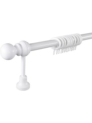 Perdejim Demonte Top Başlıklı Beyaz Ahşap Rustik Perde Askısı - Raysız