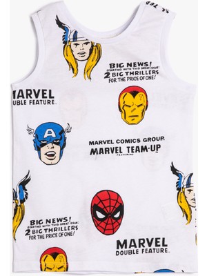 Koton 3Skb30007Tk 0D0 Beyaz Desenli Erkek Çocuk Jersey Bisiklet Yaka Kısa Ve Kolsuz T-Shirt