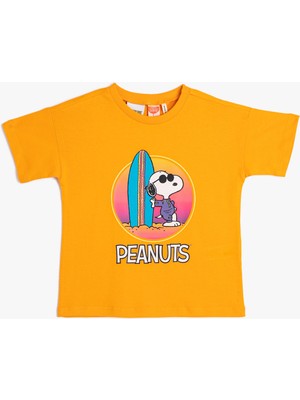 Koton Snoopy Tişört Lisanslı Kısa Kollu Bisiklet Yaka Pamuklu