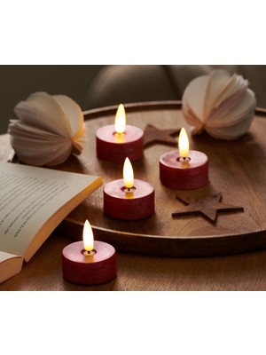 Tchibo 4 Adet LED Gerçek Bal Mumu Tealight, Kırmızı