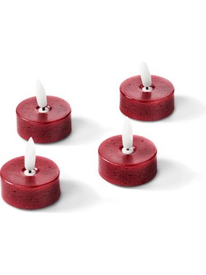 Tchibo 4 Adet LED Gerçek Bal Mumu Tealight, Kırmızı