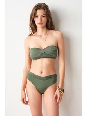No Gossip Ella Yüksek Bel V Kesim Bikini Tek Alt Haki 239207