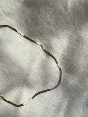 EKS Ticaret Anor Accessorıes Altın Kaplama Kararmaz Çelik   Italyan Yassı Kolye