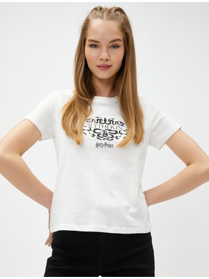 Koton Harry Potter Baskılı Lisanslı Tişört Kısa Kollu Bisiklet Yaka